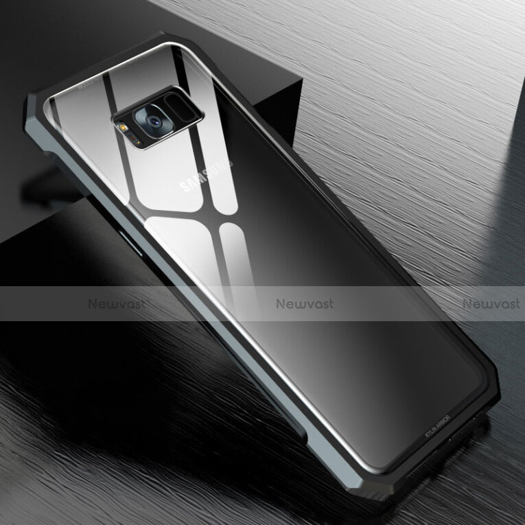 Luxury Aluminum Metal Frame Mirror Cover Case 360 Degrees M01 for Samsung Galaxy S8 Black