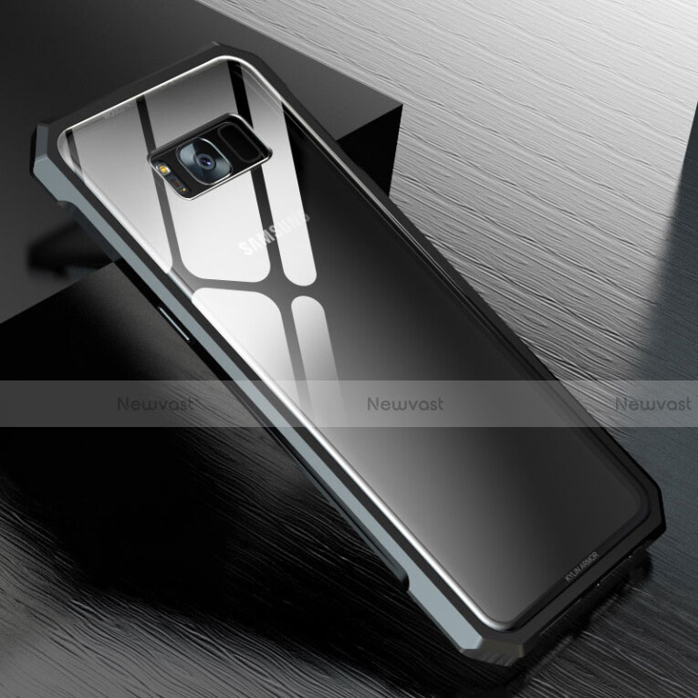 Luxury Aluminum Metal Frame Mirror Cover Case 360 Degrees M01 for Samsung Galaxy S8 Plus Black