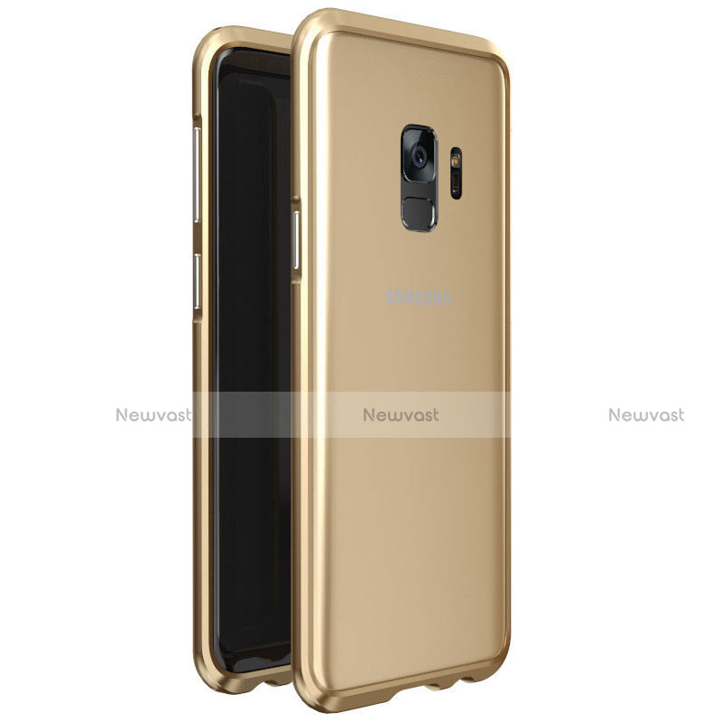 Luxury Aluminum Metal Frame Mirror Cover Case 360 Degrees M01 for Samsung Galaxy S9 Gold