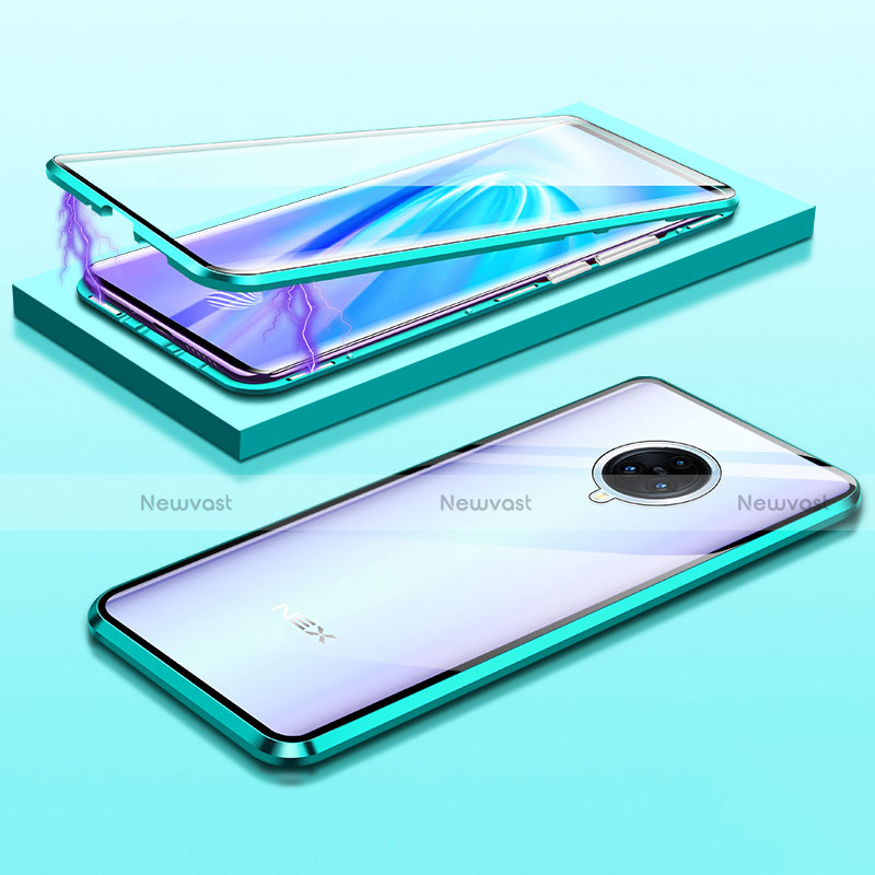 Luxury Aluminum Metal Frame Mirror Cover Case 360 Degrees M01 for Vivo Nex 3 Green