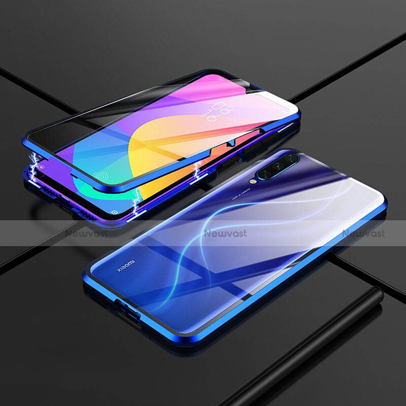 Luxury Aluminum Metal Frame Mirror Cover Case 360 Degrees M01 for Xiaomi CC9e Blue