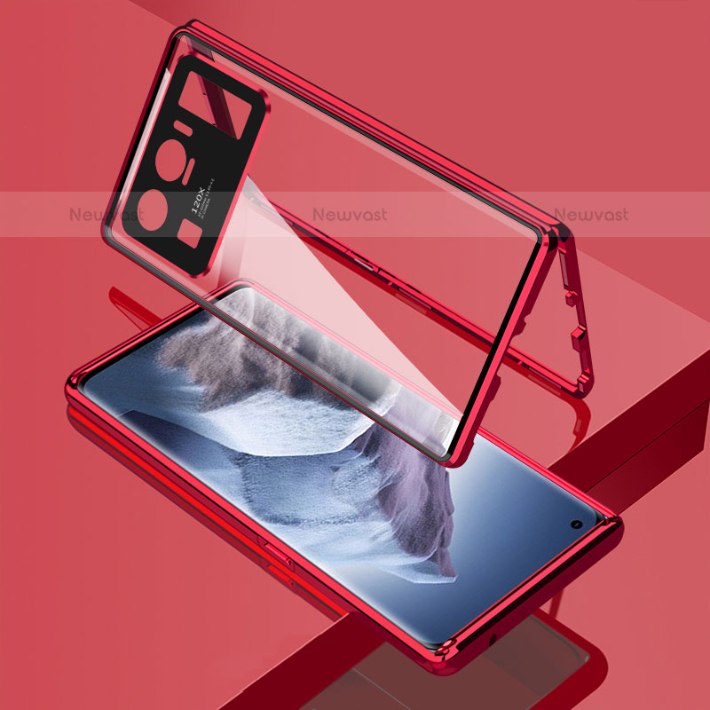 Luxury Aluminum Metal Frame Mirror Cover Case 360 Degrees M01 for Xiaomi Mi 11 Ultra 5G Red