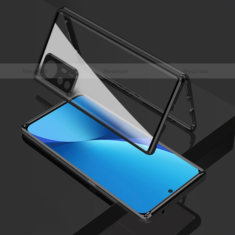 Luxury Aluminum Metal Frame Mirror Cover Case 360 Degrees M01 for Xiaomi Mi 12 Pro 5G Black