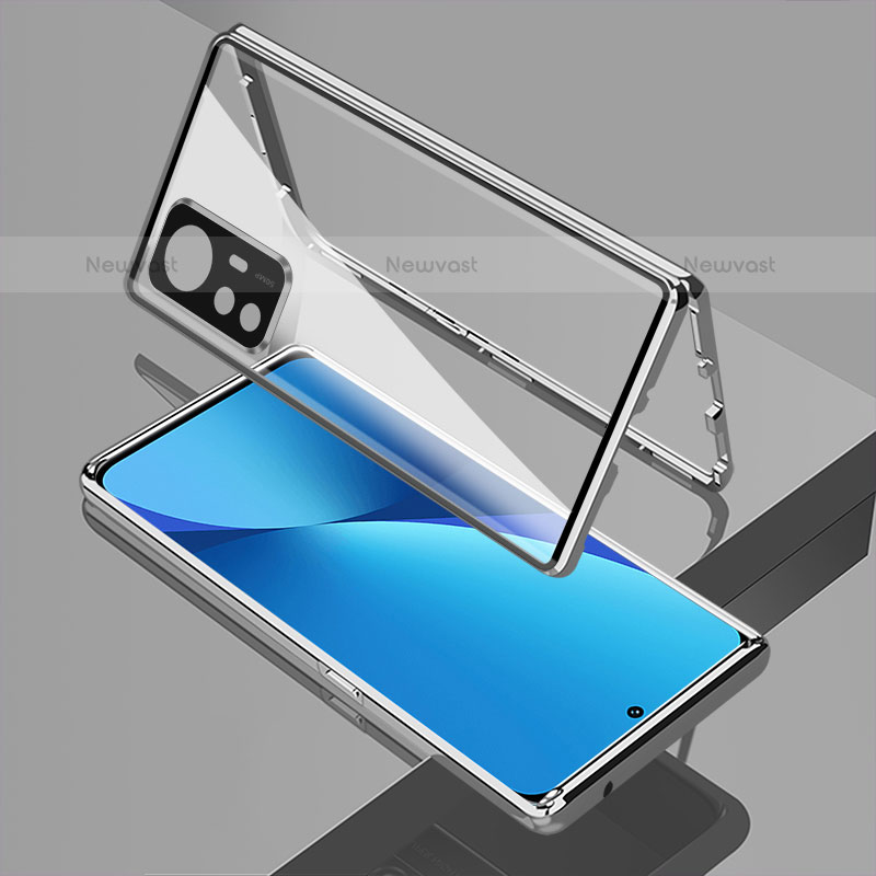 Luxury Aluminum Metal Frame Mirror Cover Case 360 Degrees M01 for Xiaomi Mi 12S Pro 5G Silver