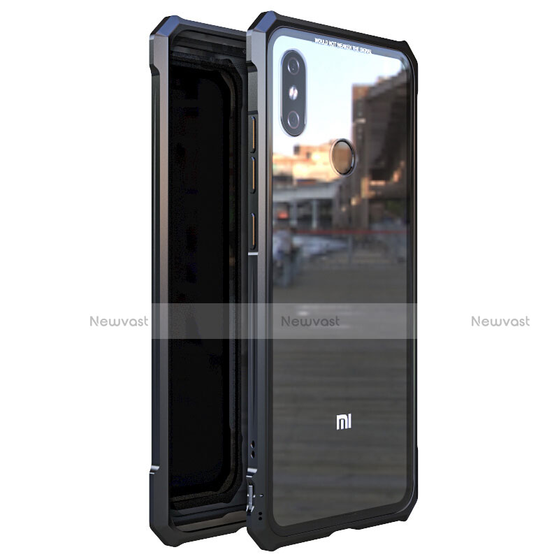 Luxury Aluminum Metal Frame Mirror Cover Case 360 Degrees M01 for Xiaomi Mi 8 Black