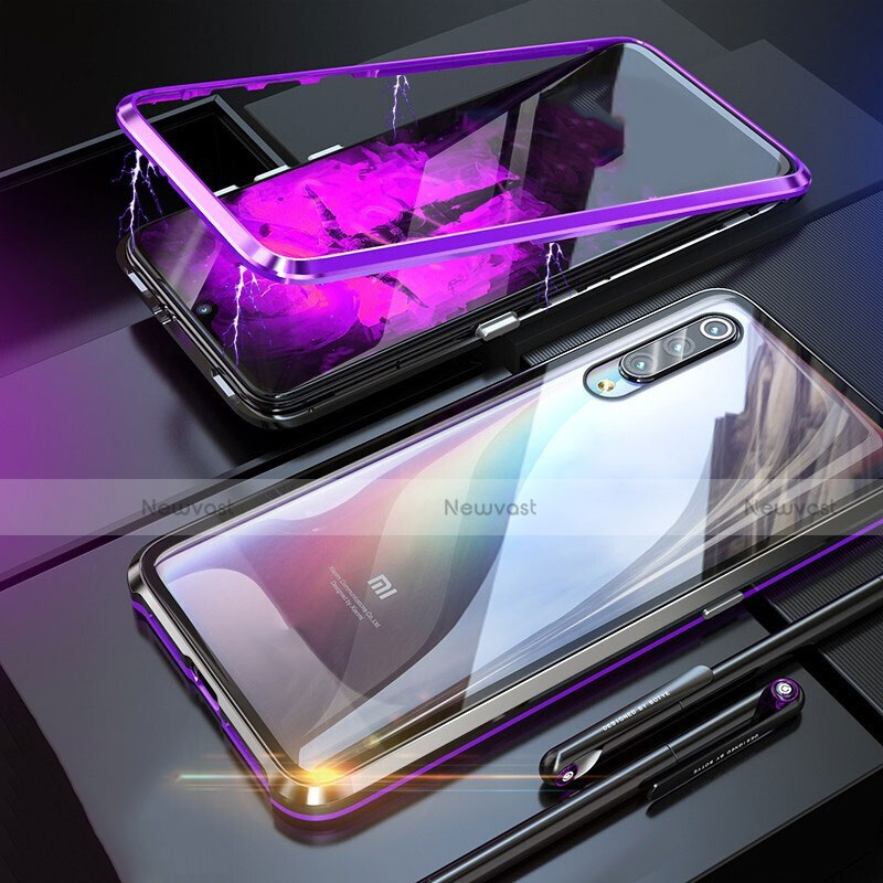 Luxury Aluminum Metal Frame Mirror Cover Case 360 Degrees M01 for Xiaomi Mi 9 Purple