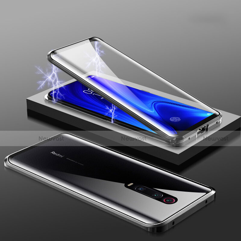Luxury Aluminum Metal Frame Mirror Cover Case 360 Degrees M01 for Xiaomi Redmi K20 Pro Black