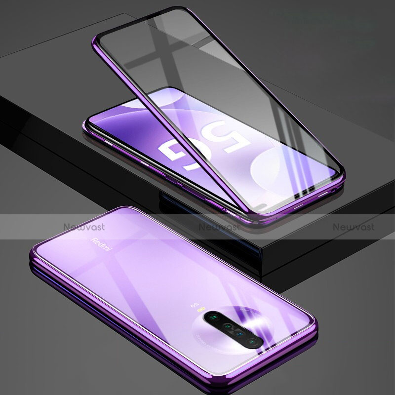 Luxury Aluminum Metal Frame Mirror Cover Case 360 Degrees M01 for Xiaomi Redmi K30 5G Purple