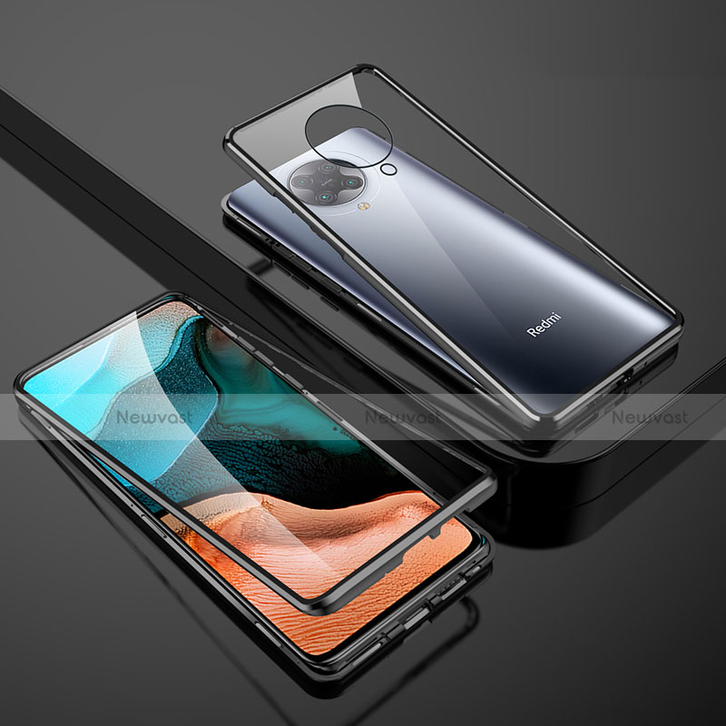 Luxury Aluminum Metal Frame Mirror Cover Case 360 Degrees M01 for Xiaomi Redmi K30 Pro 5G Black