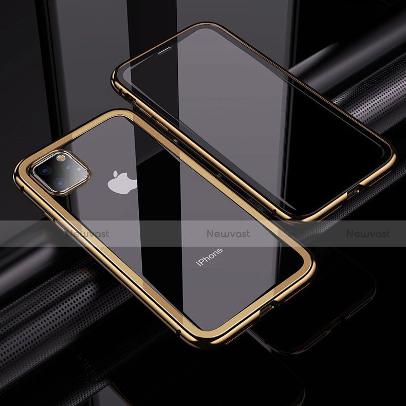 Luxury Aluminum Metal Frame Mirror Cover Case 360 Degrees M02 for Apple iPhone 11 Pro Gold