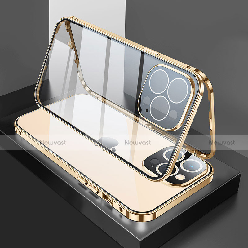 Luxury Aluminum Metal Frame Mirror Cover Case 360 Degrees M02 for Apple iPhone 13 Pro