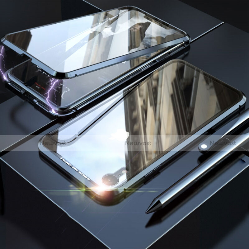 Luxury Aluminum Metal Frame Mirror Cover Case 360 Degrees M02 for Apple iPhone XR Black