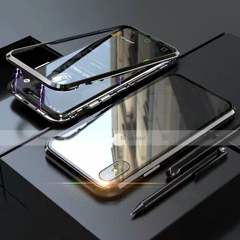Luxury Aluminum Metal Frame Mirror Cover Case 360 Degrees M02 for Apple iPhone Xs Max Black