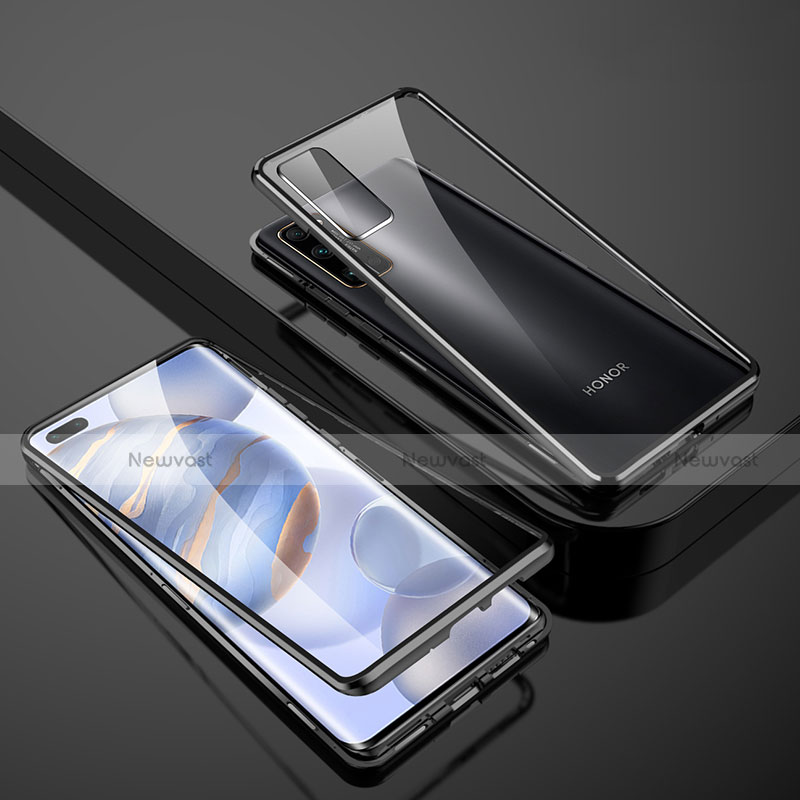 Luxury Aluminum Metal Frame Mirror Cover Case 360 Degrees M02 for Huawei Honor 30 Pro+ Plus Black