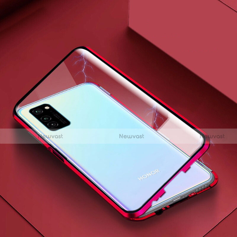 Luxury Aluminum Metal Frame Mirror Cover Case 360 Degrees M02 for Huawei Honor V30 Pro 5G Red