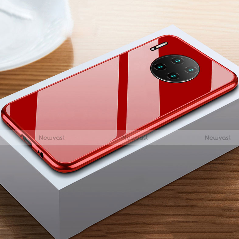 Luxury Aluminum Metal Frame Mirror Cover Case 360 Degrees M02 for Huawei Mate 30 Pro 5G Red