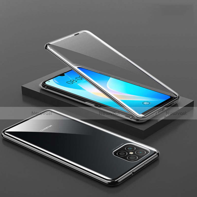 Luxury Aluminum Metal Frame Mirror Cover Case 360 Degrees M02 for Huawei Nova 8 SE 5G Black