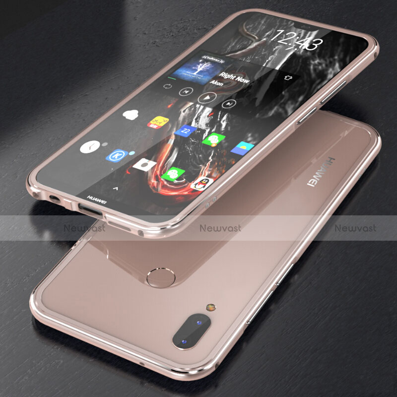 Luxury Aluminum Metal Frame Mirror Cover Case 360 Degrees M02 for Huawei P20 Lite Rose Gold