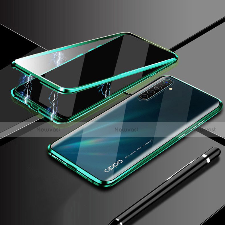 Luxury Aluminum Metal Frame Mirror Cover Case 360 Degrees M02 for Realme X2 Green