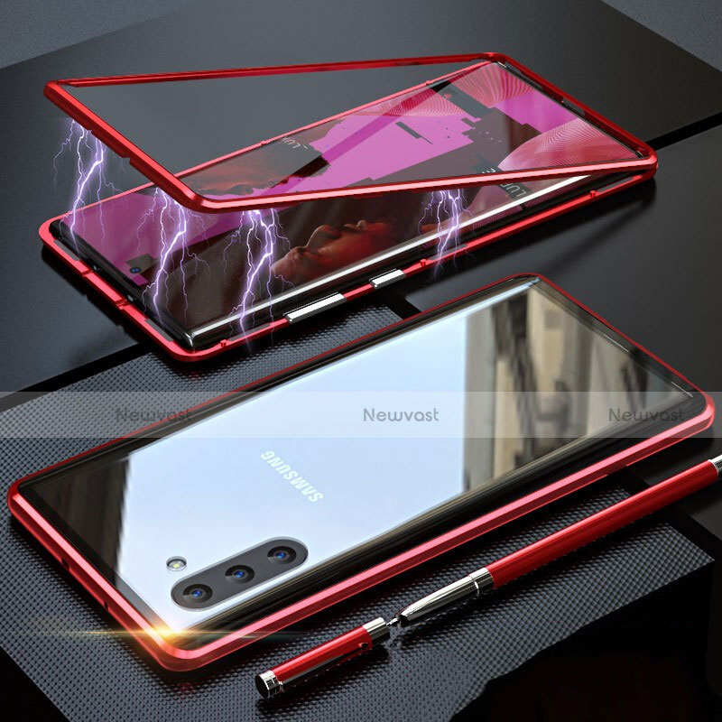 Luxury Aluminum Metal Frame Mirror Cover Case 360 Degrees M02 for Samsung Galaxy Note 10 5G Red