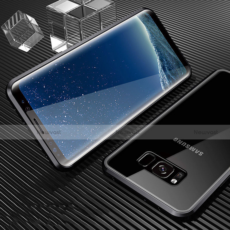 Luxury Aluminum Metal Frame Mirror Cover Case 360 Degrees M02 for Samsung Galaxy S8 Black