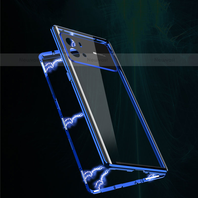 Luxury Aluminum Metal Frame Mirror Cover Case 360 Degrees M02 for Vivo iQOO 9 5G