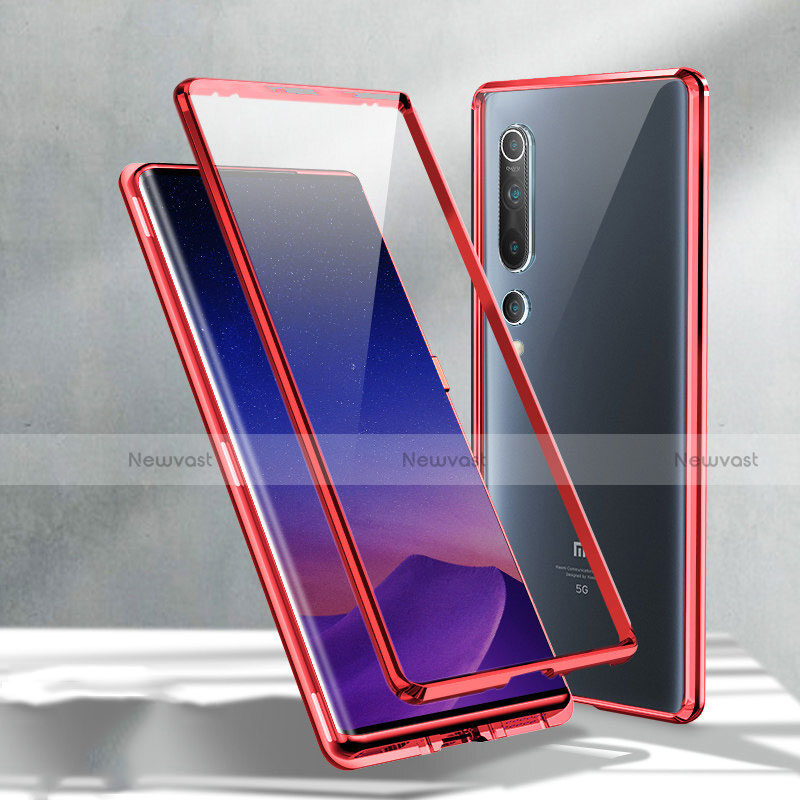 Luxury Aluminum Metal Frame Mirror Cover Case 360 Degrees M02 for Xiaomi Mi 10 Red