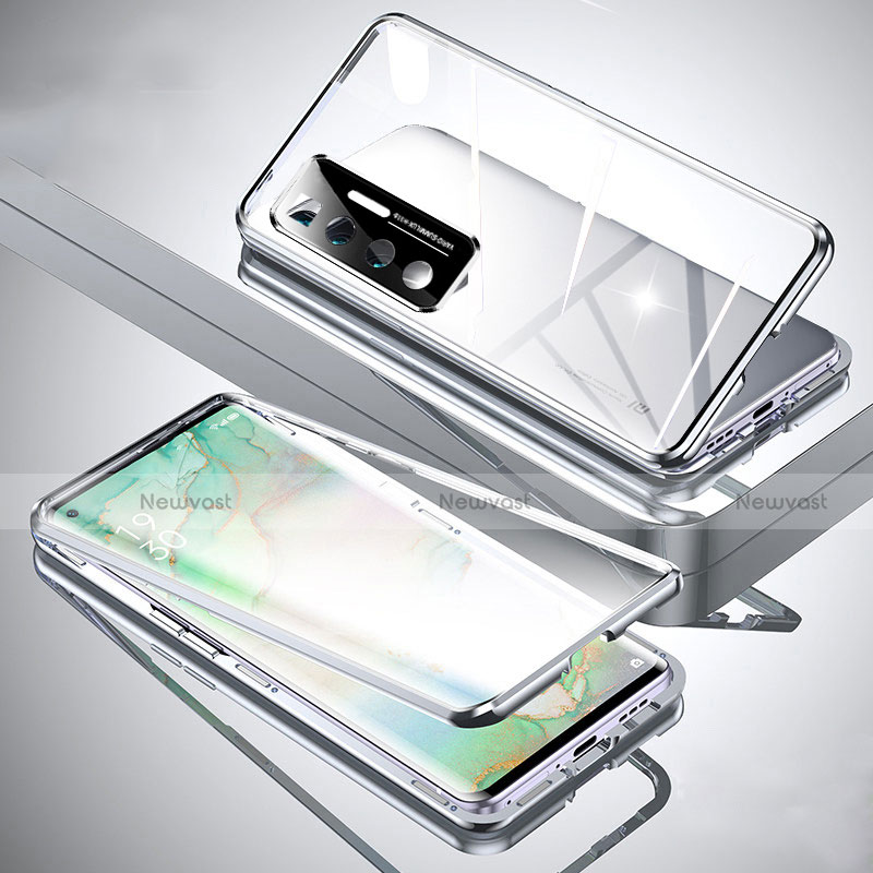 Luxury Aluminum Metal Frame Mirror Cover Case 360 Degrees M02 for Xiaomi Mi 10 Ultra Silver