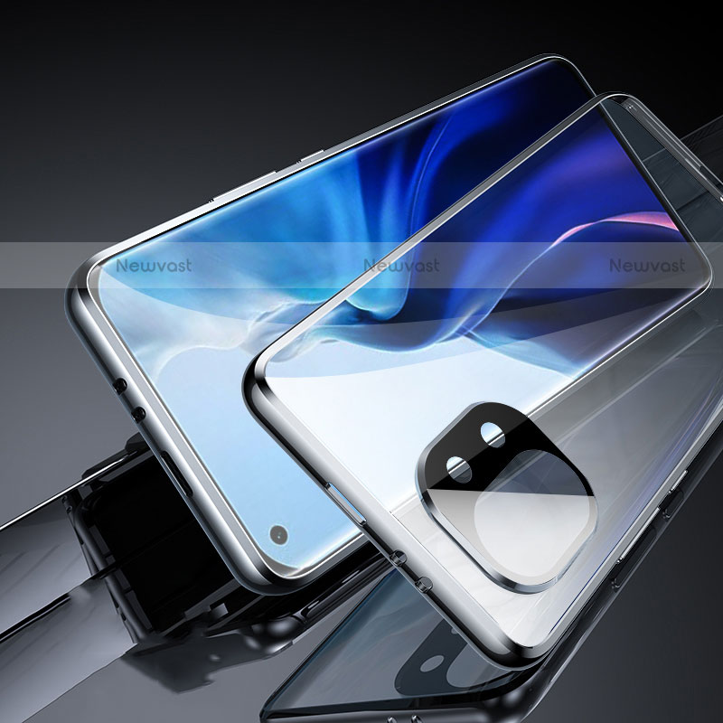 Luxury Aluminum Metal Frame Mirror Cover Case 360 Degrees M02 for Xiaomi Mi 11 5G Black
