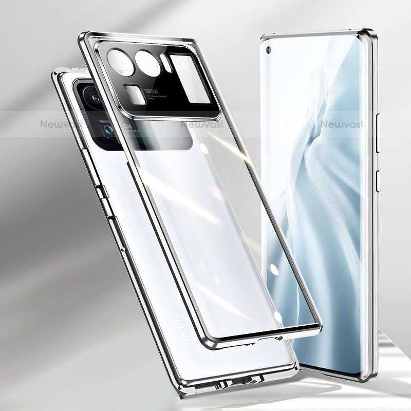 Luxury Aluminum Metal Frame Mirror Cover Case 360 Degrees M02 for Xiaomi Mi 11 Ultra 5G Silver