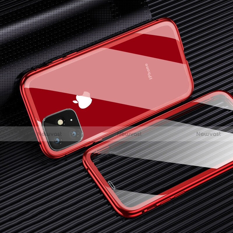 Luxury Aluminum Metal Frame Mirror Cover Case 360 Degrees M03 for Apple iPhone 11 Pro Max Red