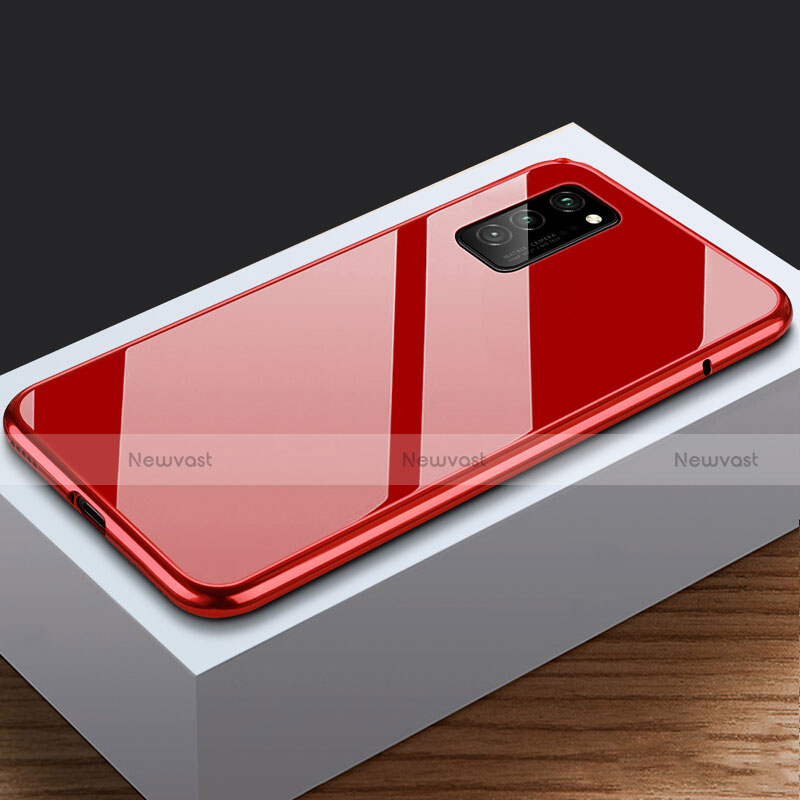 Luxury Aluminum Metal Frame Mirror Cover Case 360 Degrees M03 for Huawei Honor View 30 5G Red