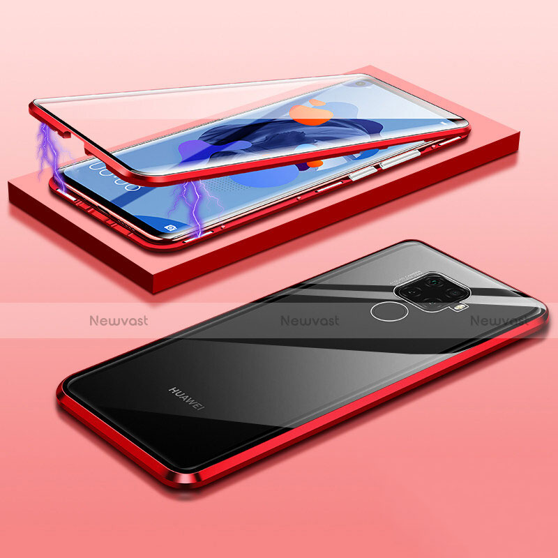 Luxury Aluminum Metal Frame Mirror Cover Case 360 Degrees M03 for Huawei Mate 30 Lite Red