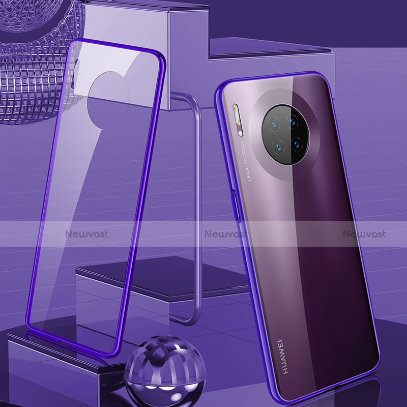Luxury Aluminum Metal Frame Mirror Cover Case 360 Degrees M03 for Huawei Mate 30 Purple
