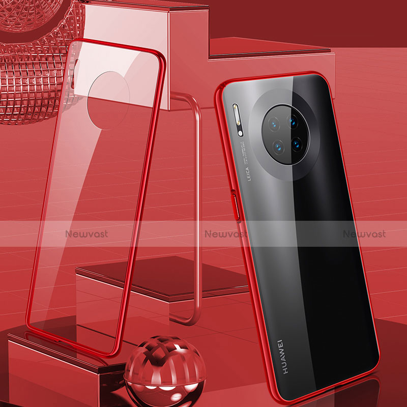 Luxury Aluminum Metal Frame Mirror Cover Case 360 Degrees M03 for Huawei Mate 30 Red