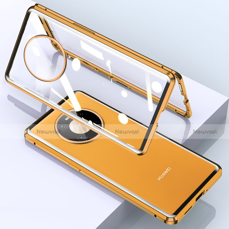 Luxury Aluminum Metal Frame Mirror Cover Case 360 Degrees M03 for Huawei Mate 40 Pro Orange