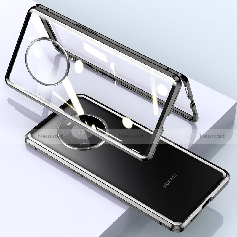 Luxury Aluminum Metal Frame Mirror Cover Case 360 Degrees M03 for Huawei Mate 40E Pro 4G Black