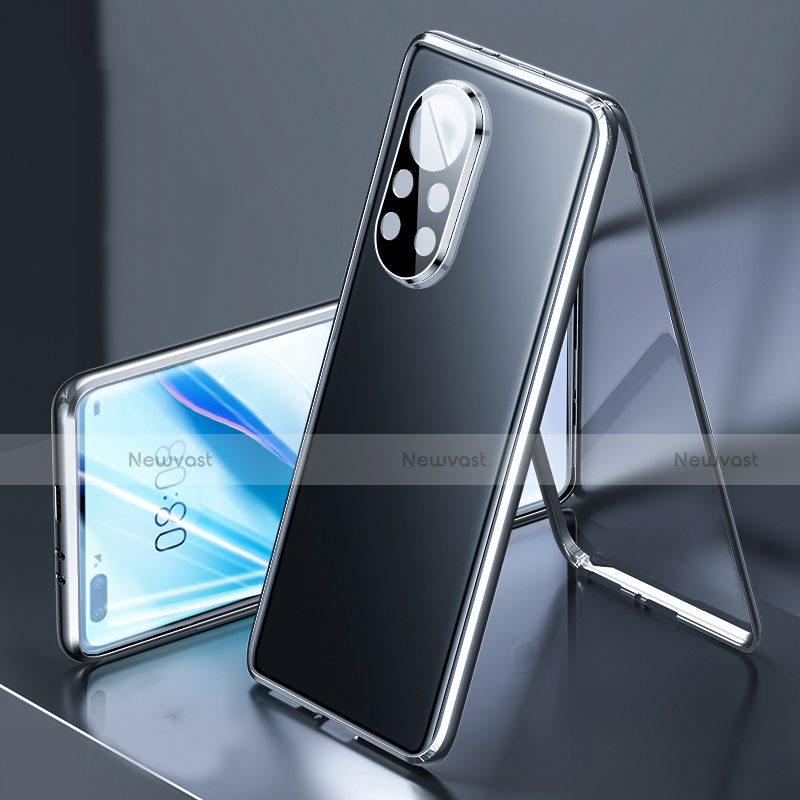 Luxury Aluminum Metal Frame Mirror Cover Case 360 Degrees M03 for Huawei Nova 8 Pro 5G Black