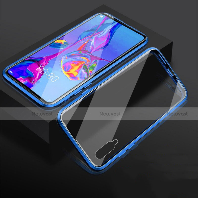 Luxury Aluminum Metal Frame Mirror Cover Case 360 Degrees M03 for Huawei Y9s Blue