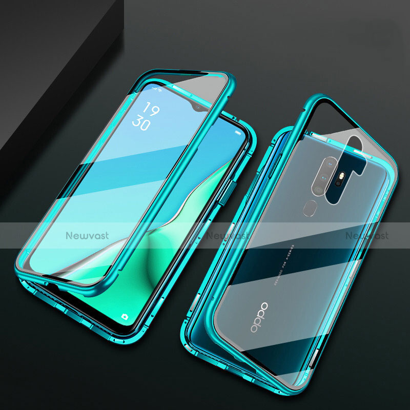 Luxury Aluminum Metal Frame Mirror Cover Case 360 Degrees M03 for Oppo A11 Green