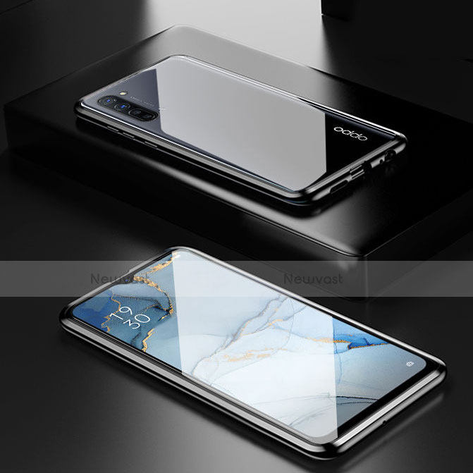 Luxury Aluminum Metal Frame Mirror Cover Case 360 Degrees M03 for Oppo Find X2 Lite Black