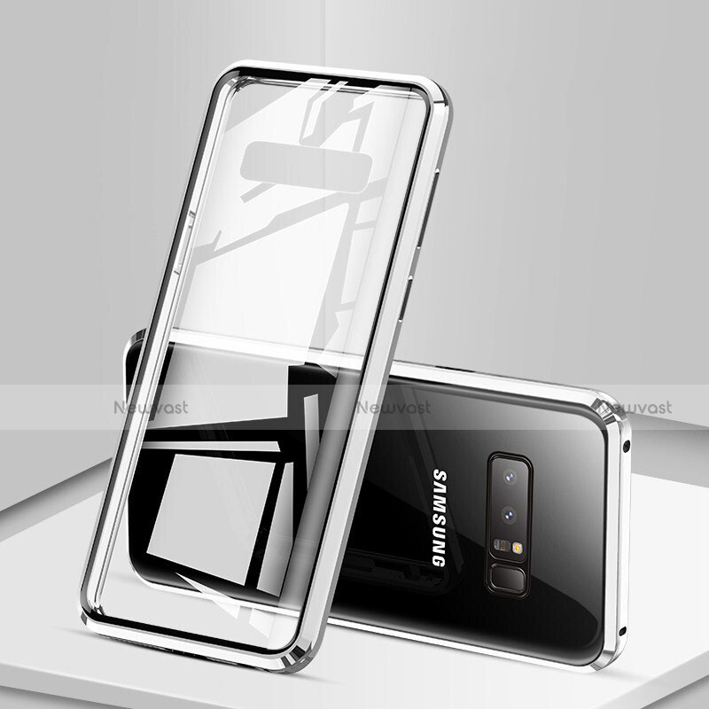 Luxury Aluminum Metal Frame Mirror Cover Case 360 Degrees M03 for Samsung Galaxy Note 8 Silver