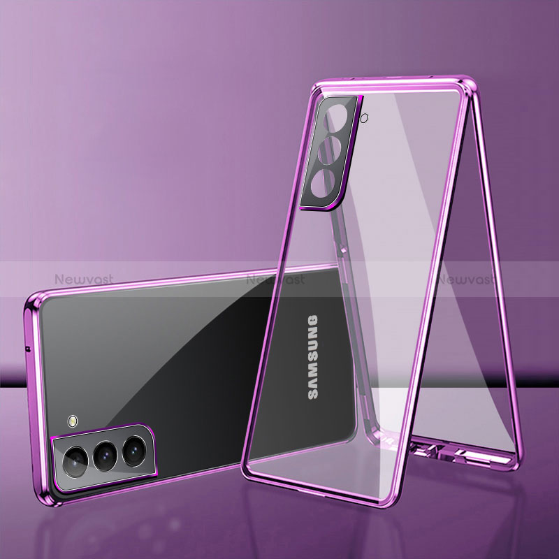 Luxury Aluminum Metal Frame Mirror Cover Case 360 Degrees M03 for Samsung Galaxy S22 Plus 5G