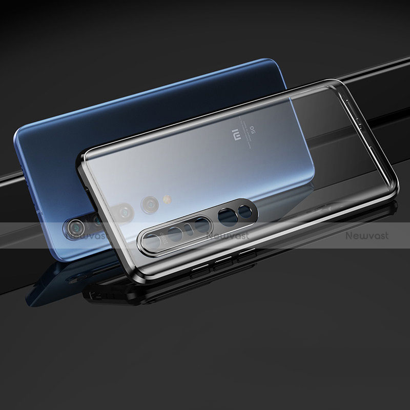 Luxury Aluminum Metal Frame Mirror Cover Case 360 Degrees M03 for Xiaomi Mi 10 Pro Black