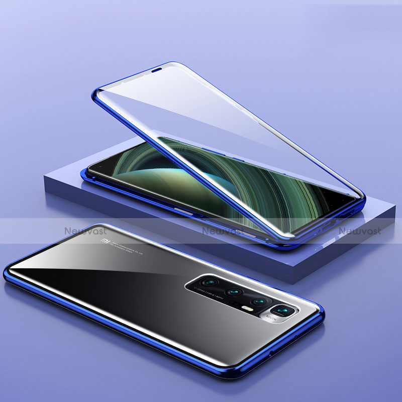Luxury Aluminum Metal Frame Mirror Cover Case 360 Degrees M03 for Xiaomi Mi 10 Ultra Blue