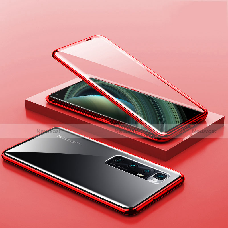 Luxury Aluminum Metal Frame Mirror Cover Case 360 Degrees M03 for Xiaomi Mi 10 Ultra Red