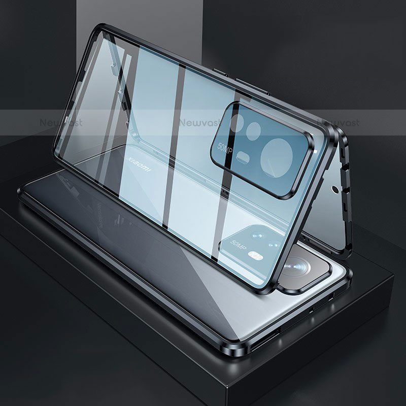 Luxury Aluminum Metal Frame Mirror Cover Case 360 Degrees M03 for Xiaomi Mi 12 Pro 5G Black