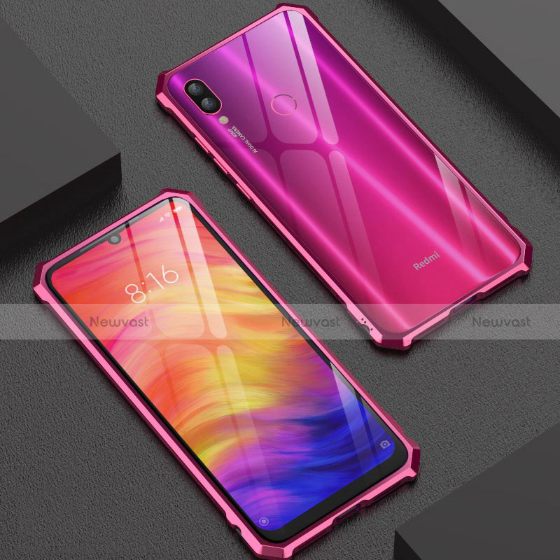Luxury Aluminum Metal Frame Mirror Cover Case 360 Degrees M03 for Xiaomi Redmi Note 7 Pro Red