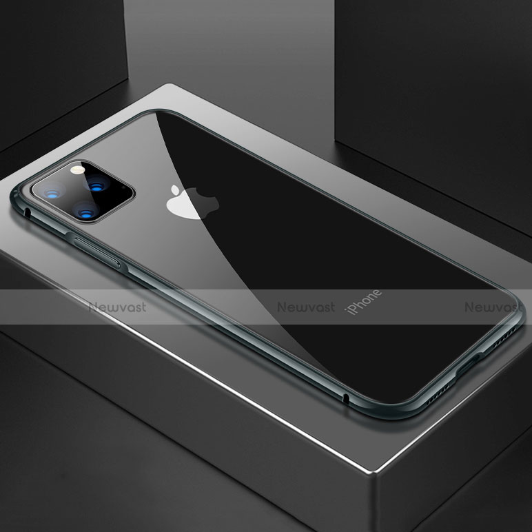 Luxury Aluminum Metal Frame Mirror Cover Case 360 Degrees M04 for Apple iPhone 11 Pro Black
