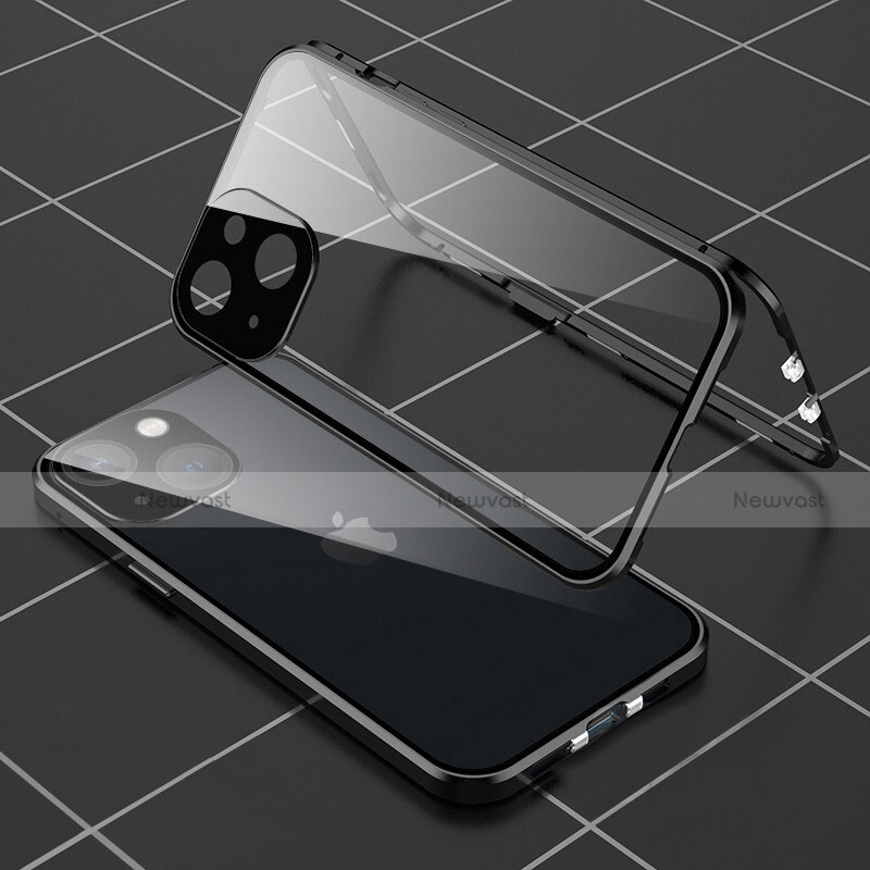 Luxury Aluminum Metal Frame Mirror Cover Case 360 Degrees M04 for Apple iPhone 13 Mini Black